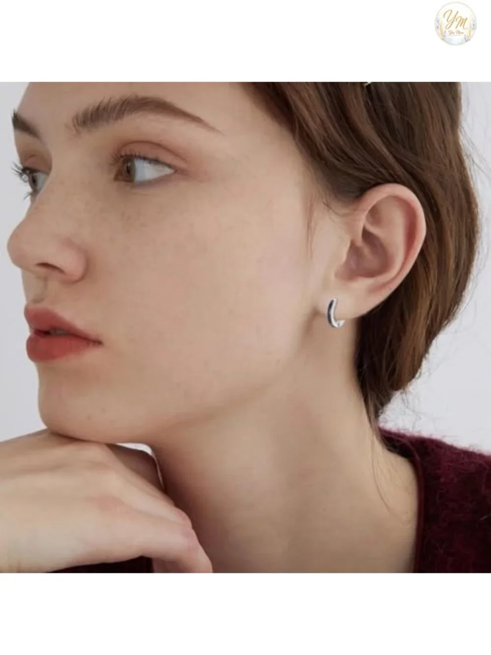 Sterling Silver Black Agate Opal Huggie Hoop Earrings for Women